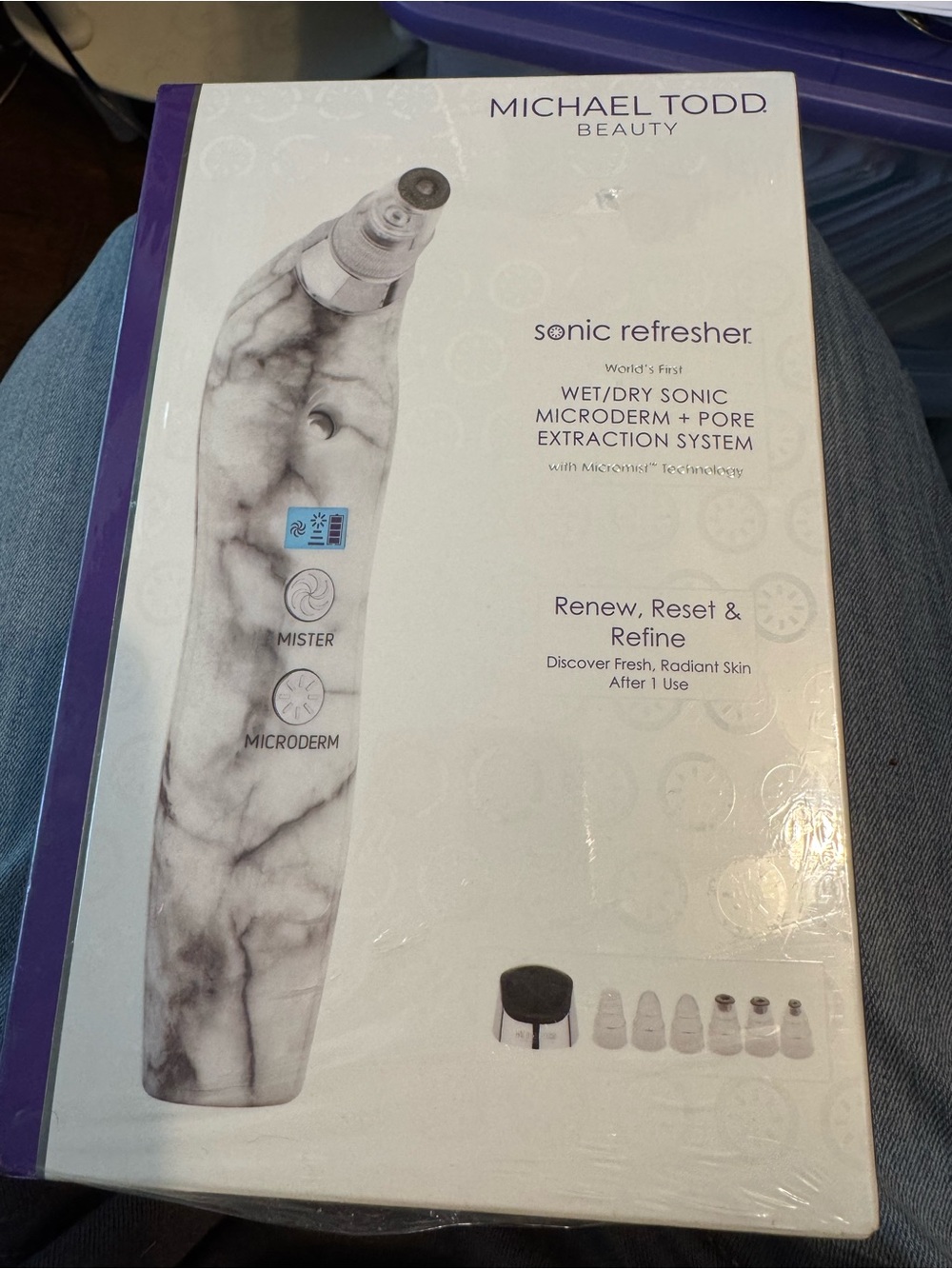 Michael Todd Beauty Sonic Refresher Microderm Device - Marble White